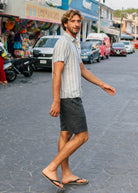 Vissla Grad Stripe Short Sleeve Shirt FDN-Faded Denim S