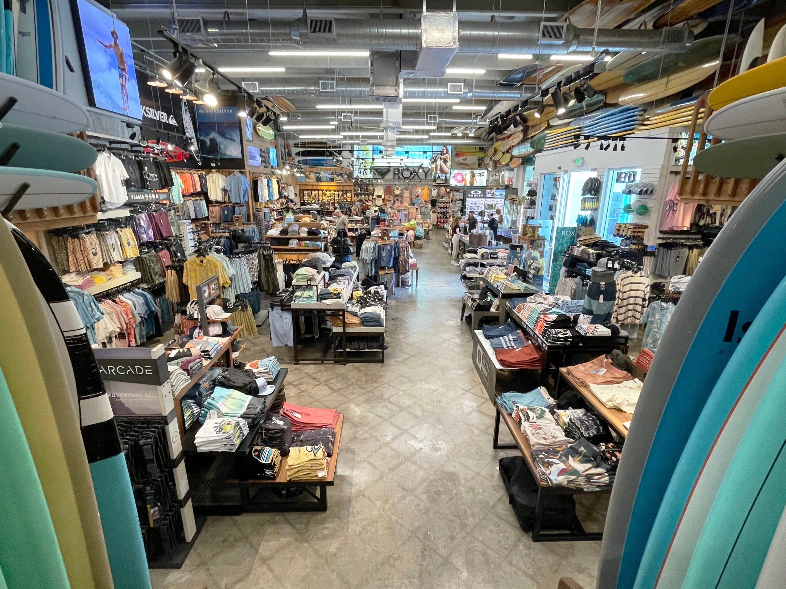 interior view of our surf and skate shop in deerfield beach