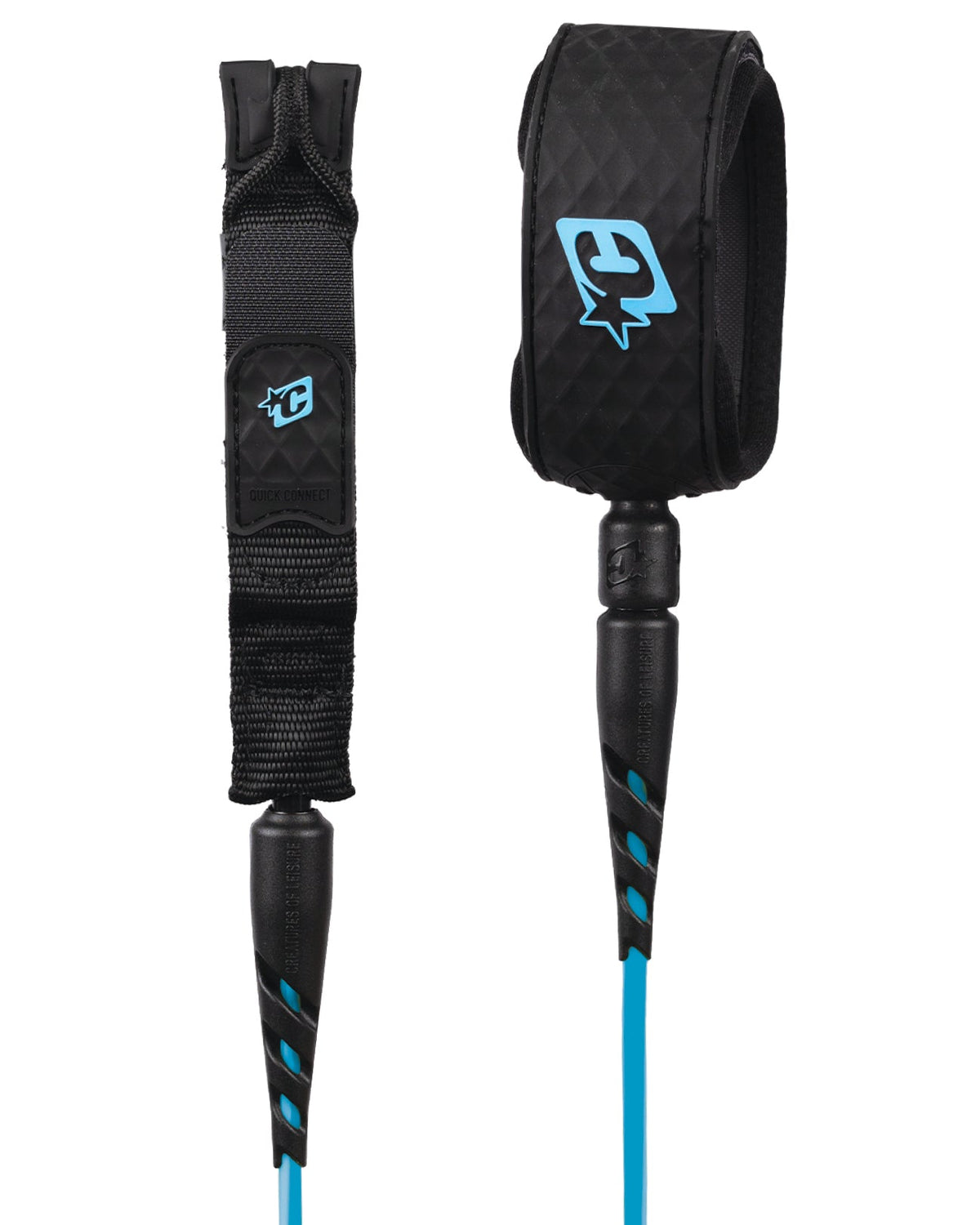Creatures of Leisure Reliance 2.0 Lite Duty Leash Cyan Twist Black 5ft0in