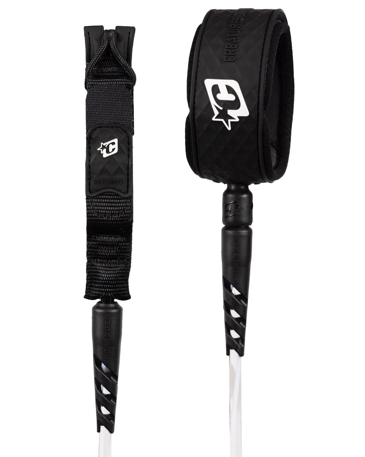 Creatures of Leisure Reliance 2.0 Standard Duty Leash Clear White Twist Black 7ft0in