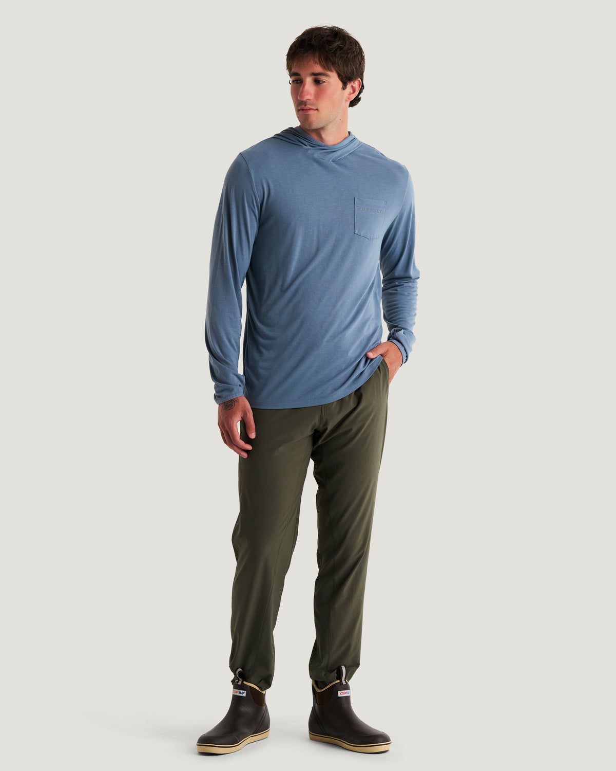 Free Fly Men's Bamboo Lightweight Hoodie Fleece Pacific Blue S
