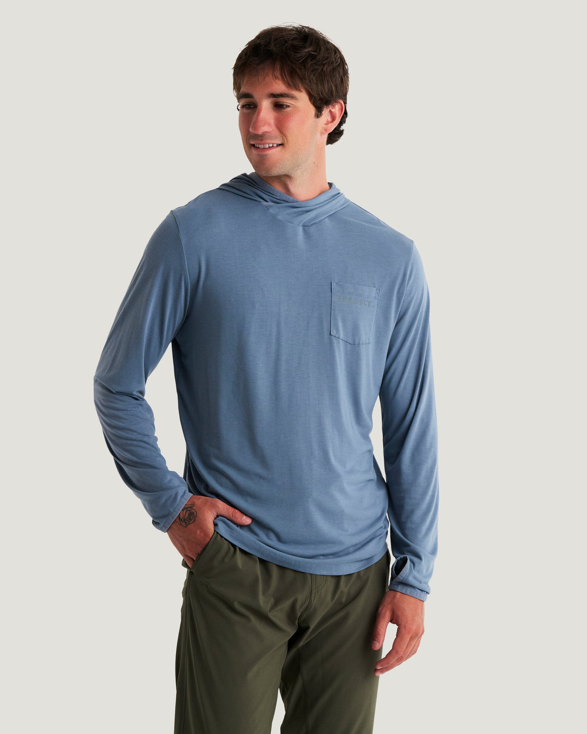 Free Fly Men's Bamboo Lightweight Hoodie Fleece Pacific Blue L