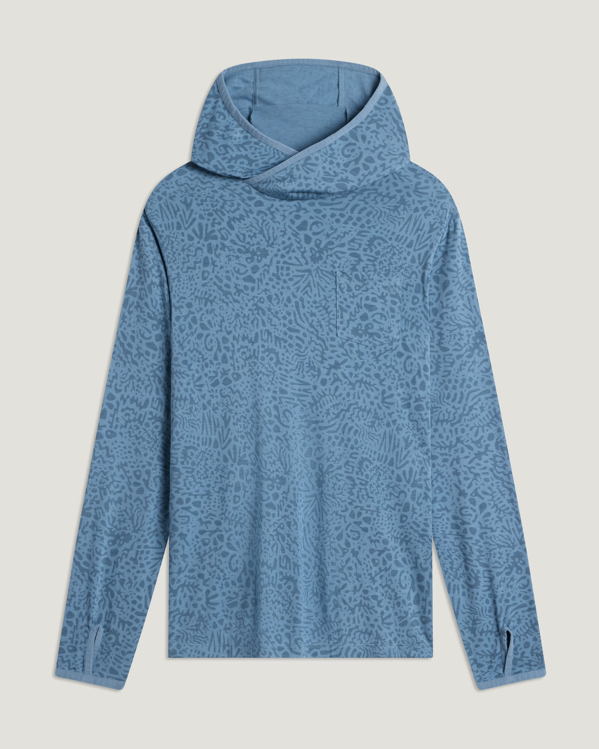 Free Fly Men's Bamboo Lightweight Hoodie Fleece Drifter Print Windward Blue L