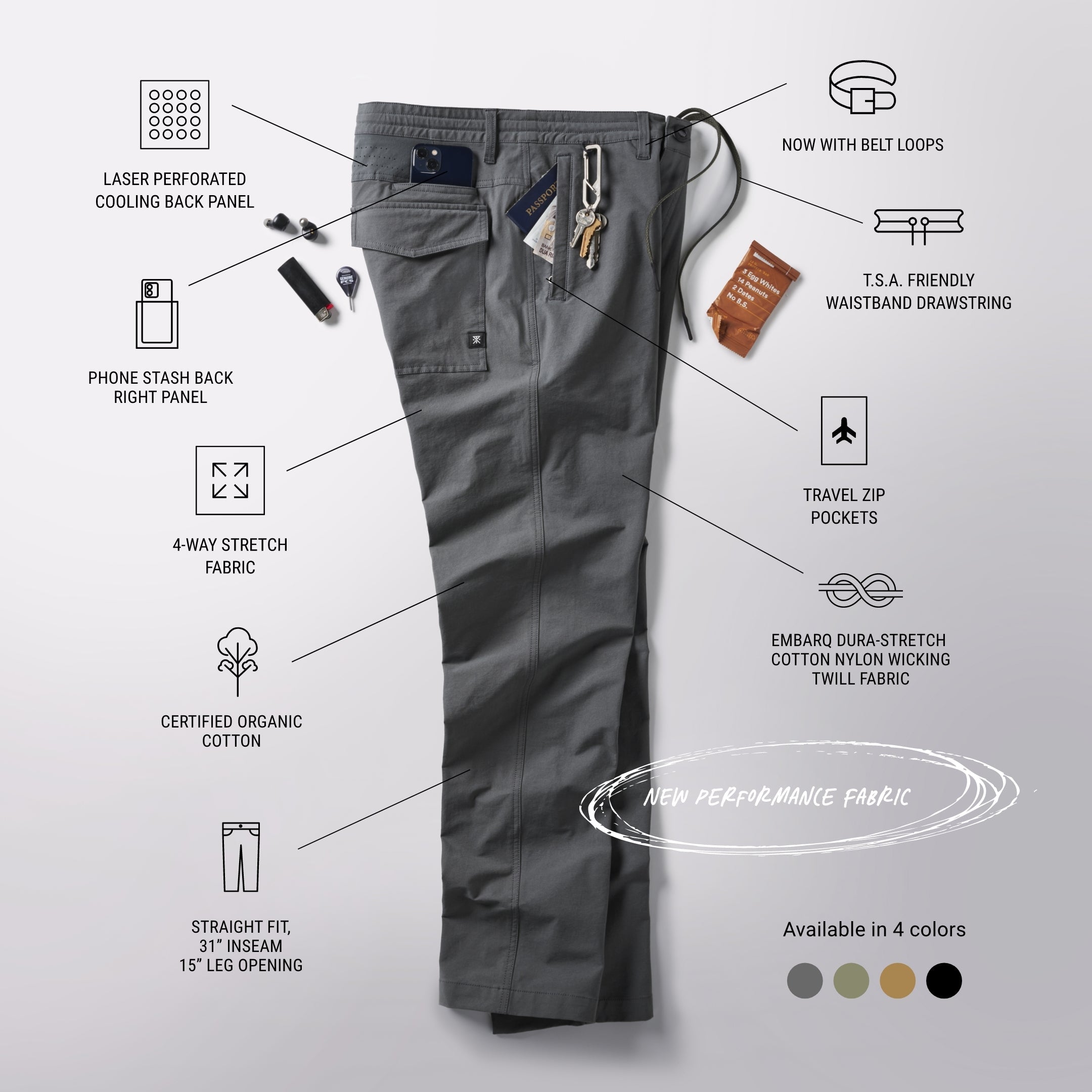 ROARK LAYOVER PRO TRAVELER PANT CHA-CHARCOAL S