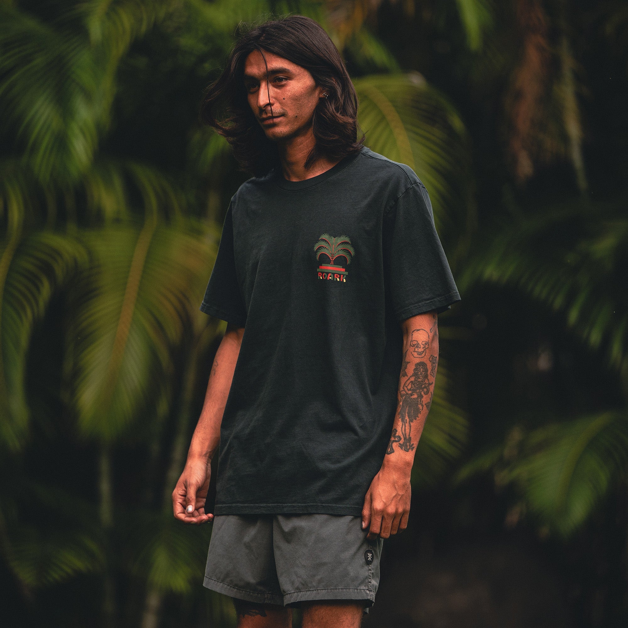 ROARK MOTO PALM SS TEE WAB-WASHED BLACK S