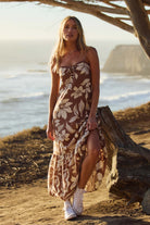 O'NEILL TASMIN FLORAL MIDI DRESS CBB-Carob Brown XS