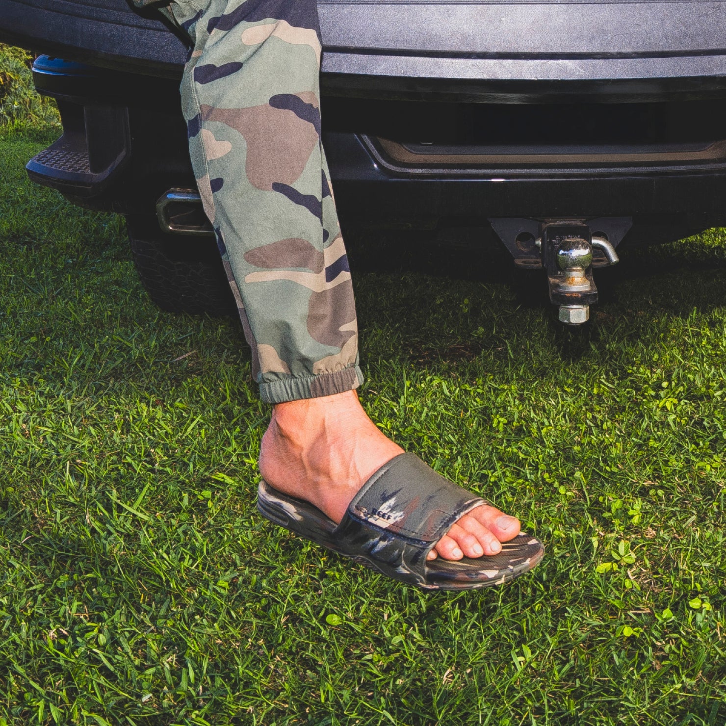 Reef Fanning Slide H2O Mens Sandal Camo Marble 9