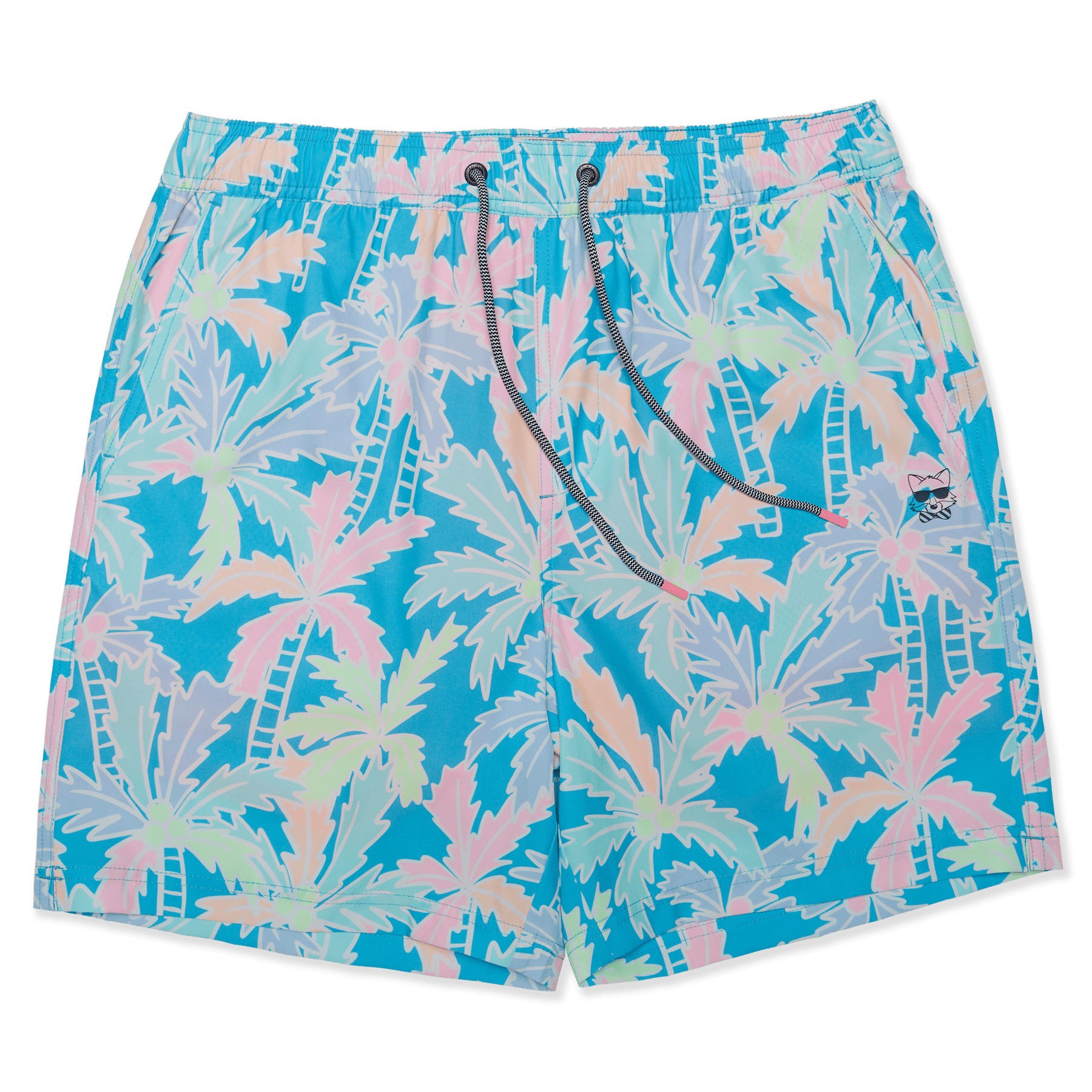 Party Pants Busy Palms Happy Hour 5" Mens Trunks  CYAN XL