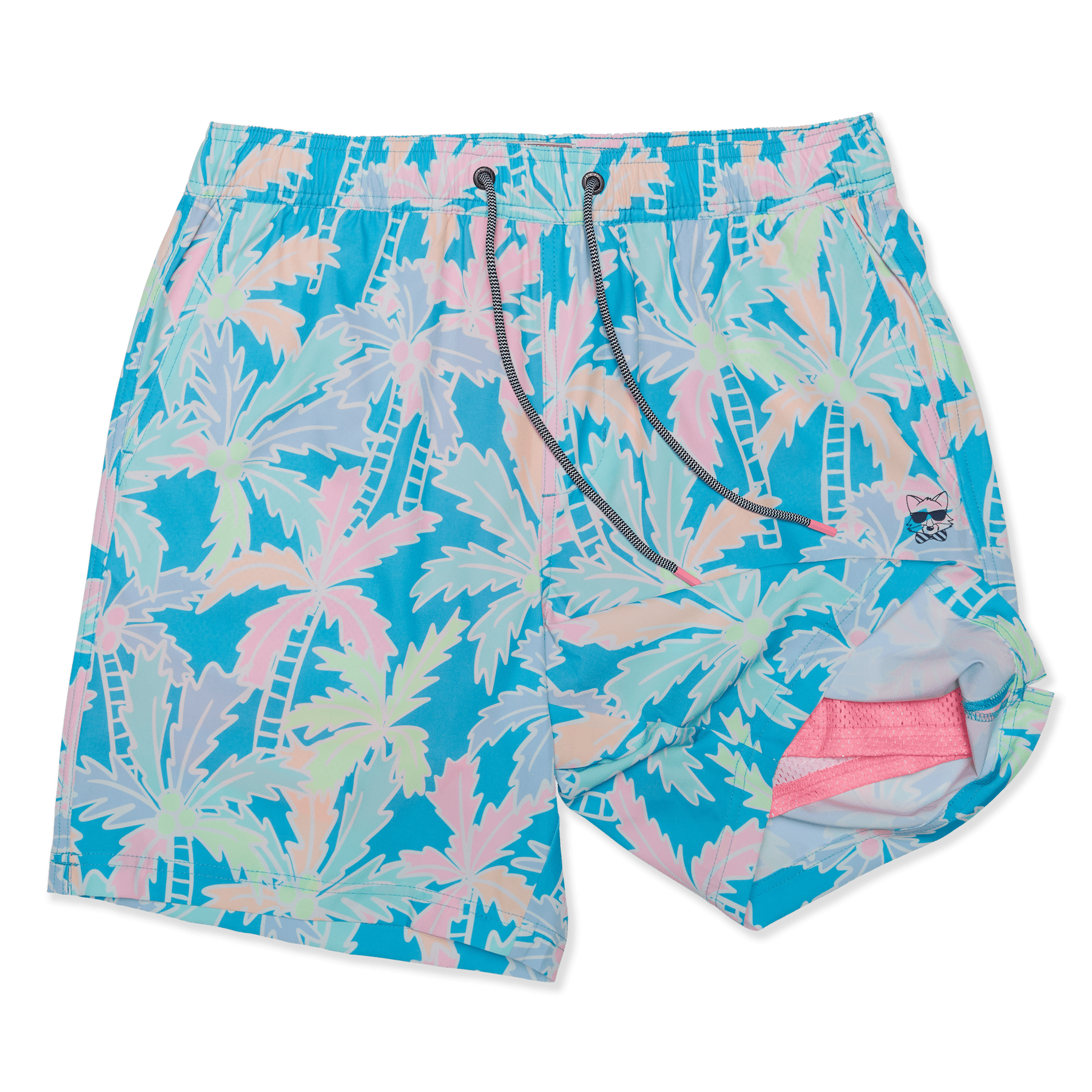 Party Pants Busy Palms Happy Hour 5" Mens Trunks  CYAN XL