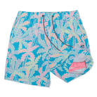 Party Pants Busy Palms Happy Hour 5" Mens Trunks  CYAN M