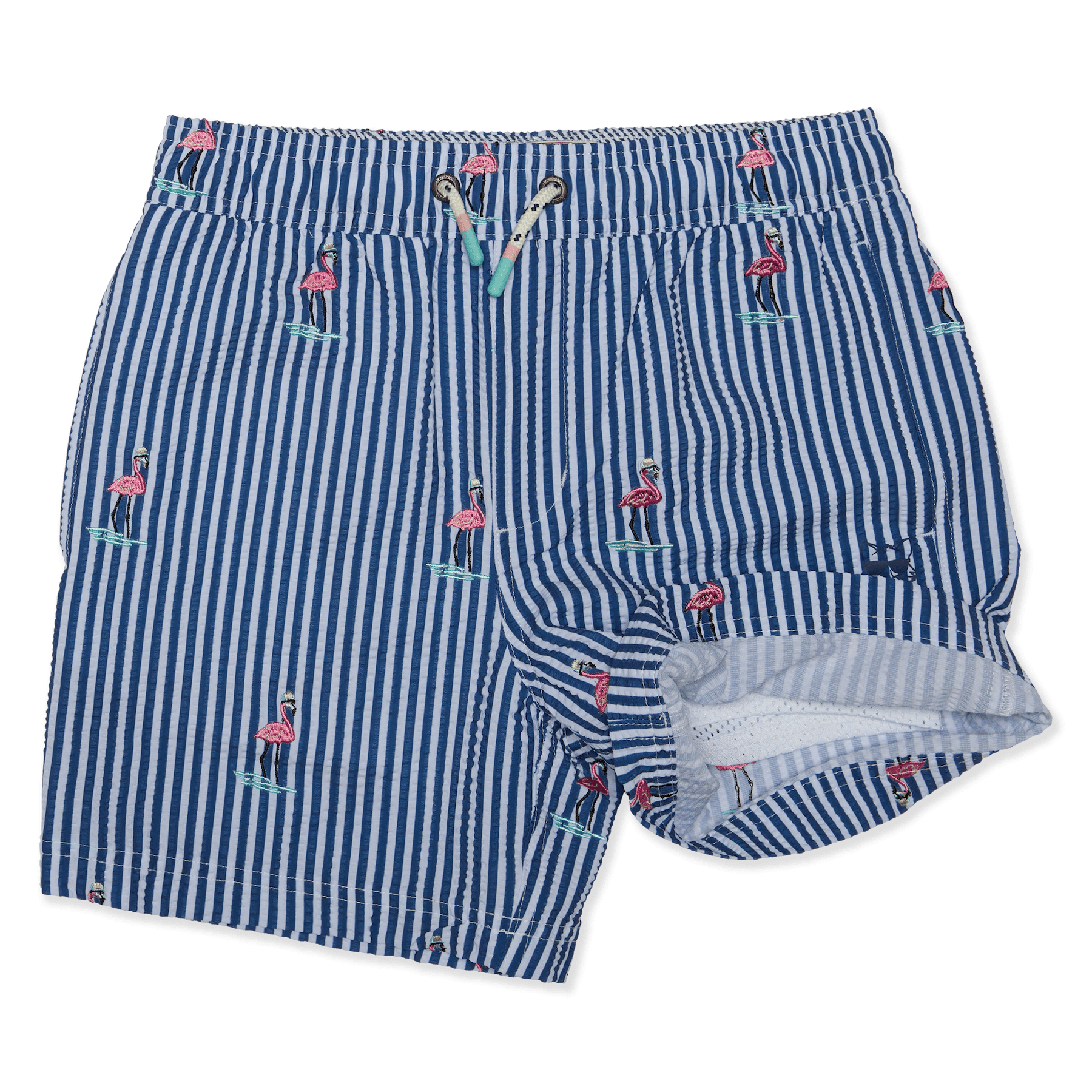 Party Pants Boys Swim Trunks Striped-Indigo M