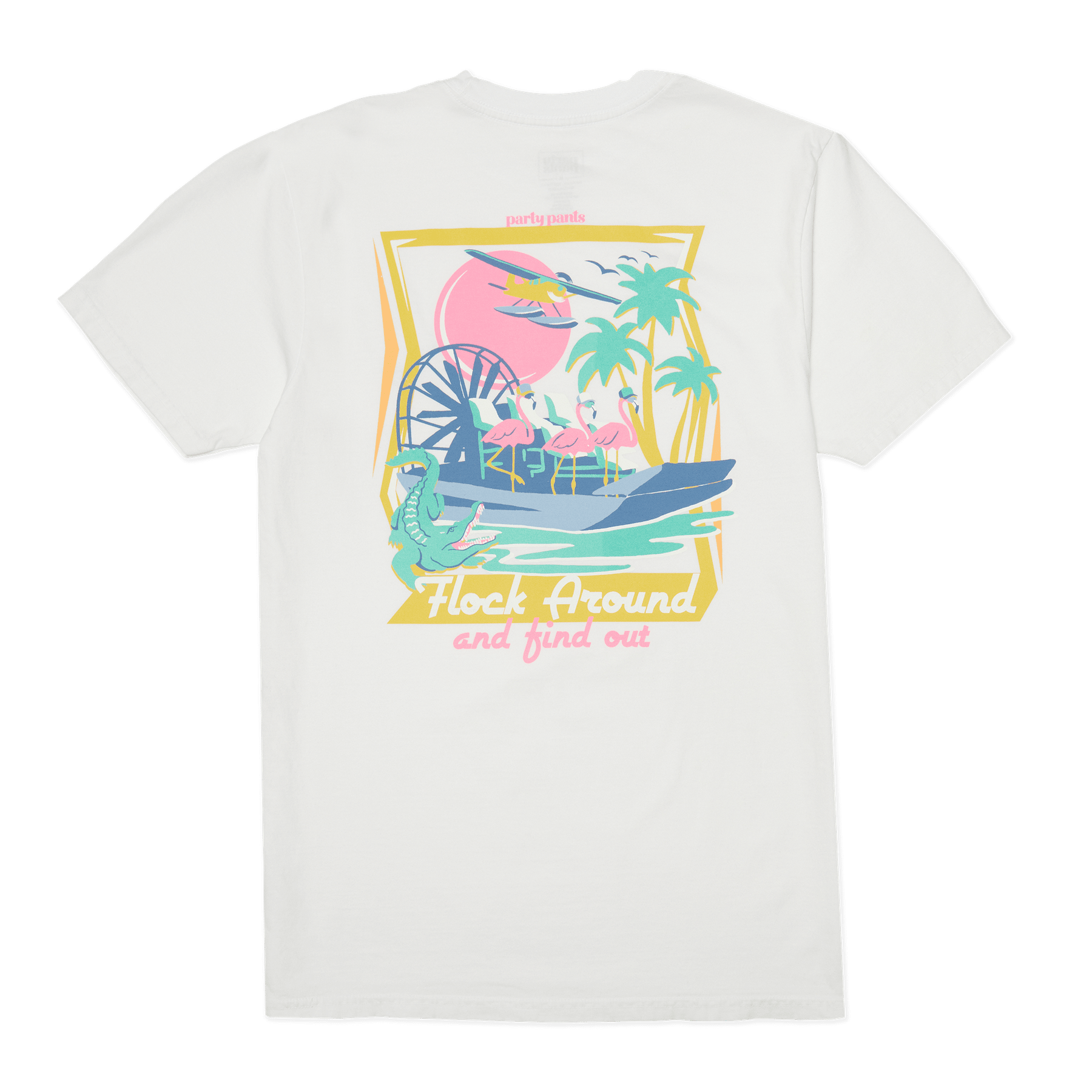 Party Pants Flock Around Match Mens SS Tee  WHITE L