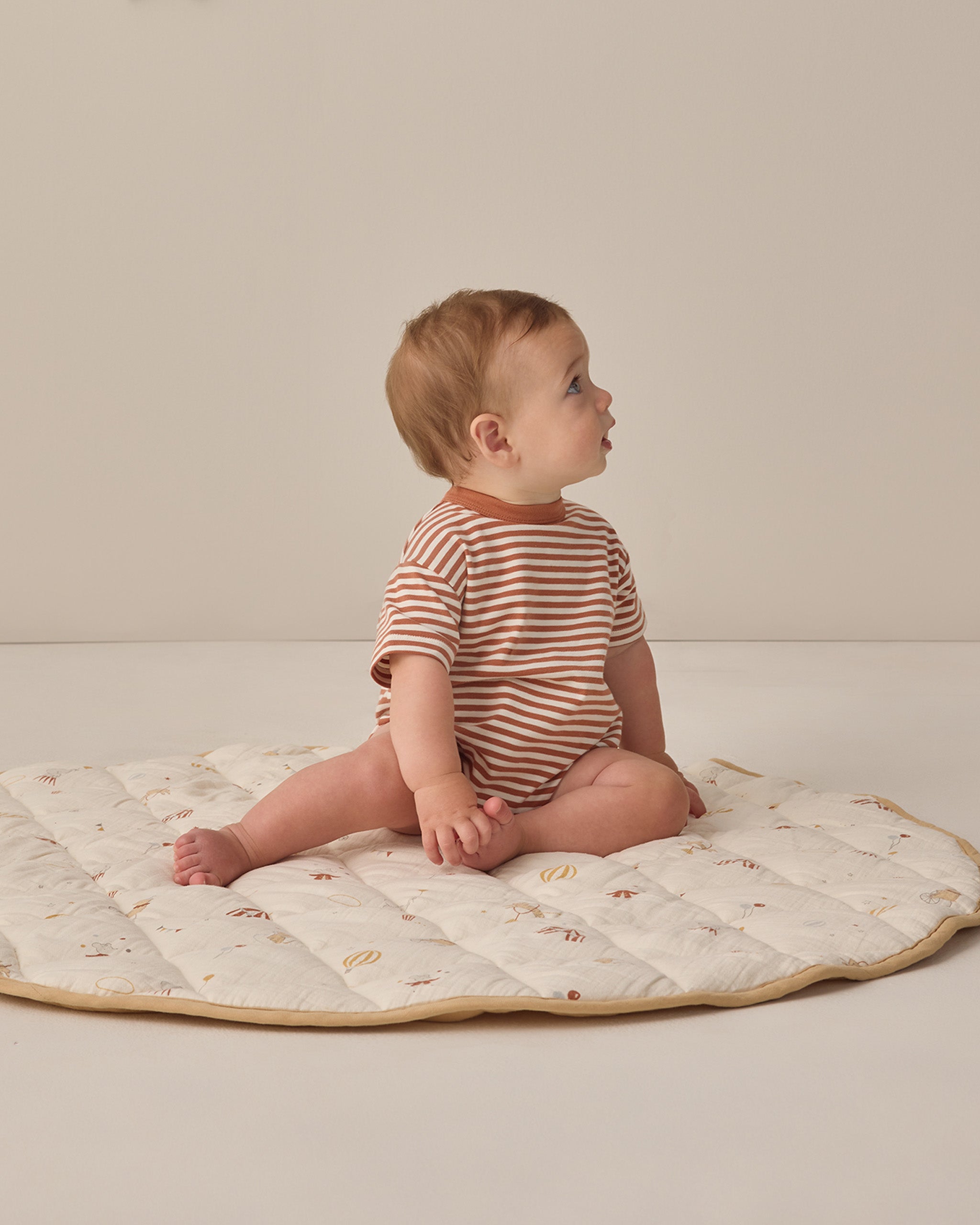 Rylee+Cru Relaxed Bubble Romper Stripe  Poppy 3-6m