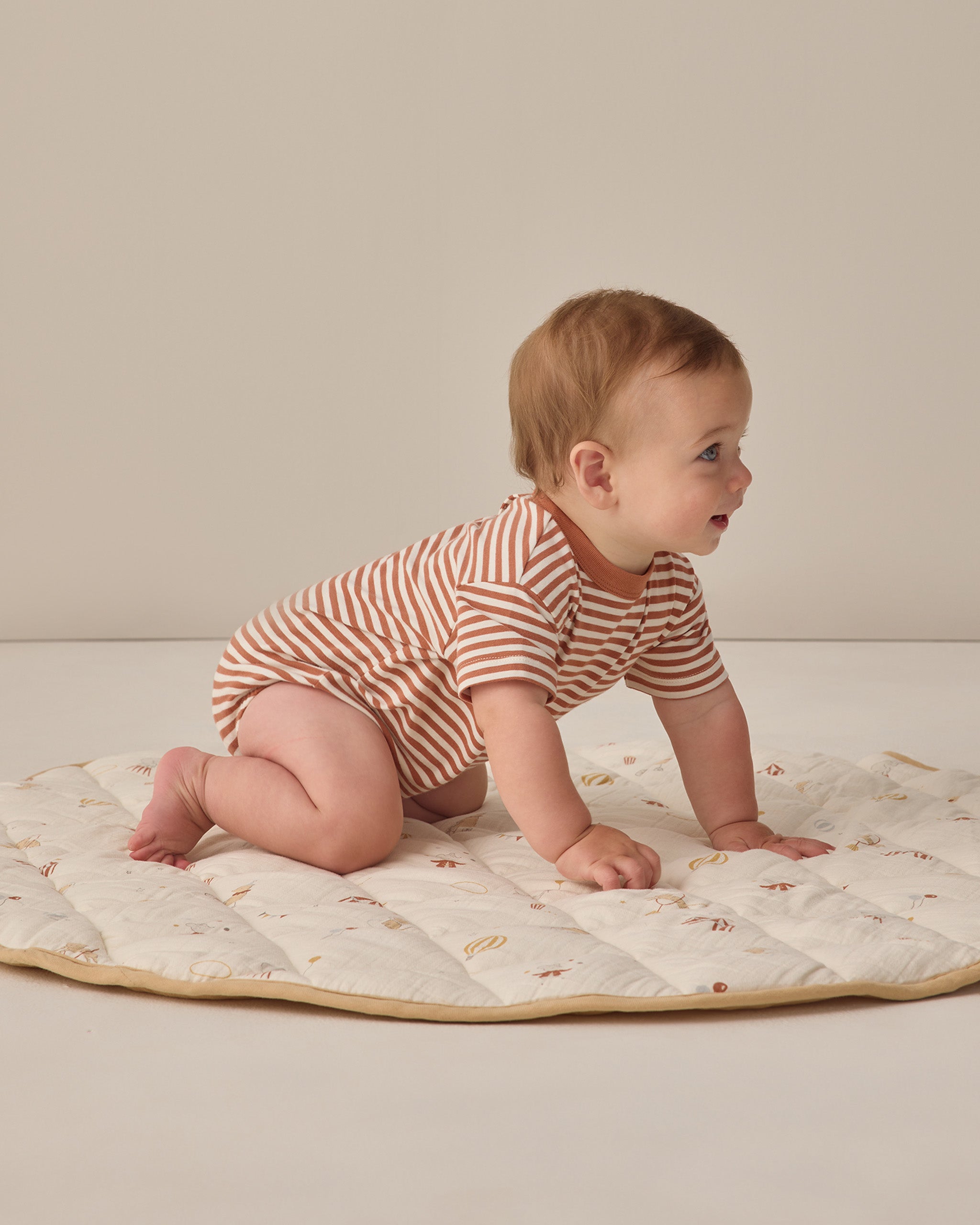 Rylee+Cru Relaxed Bubble Romper Stripe  Poppy 0-3m