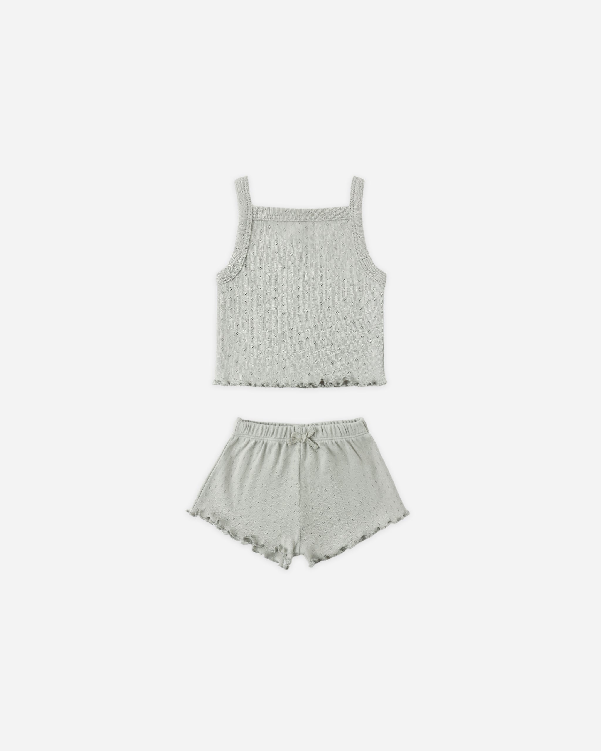 Rylee + Cru Pointelle Tank + Shortie Set Sage 4-5Y