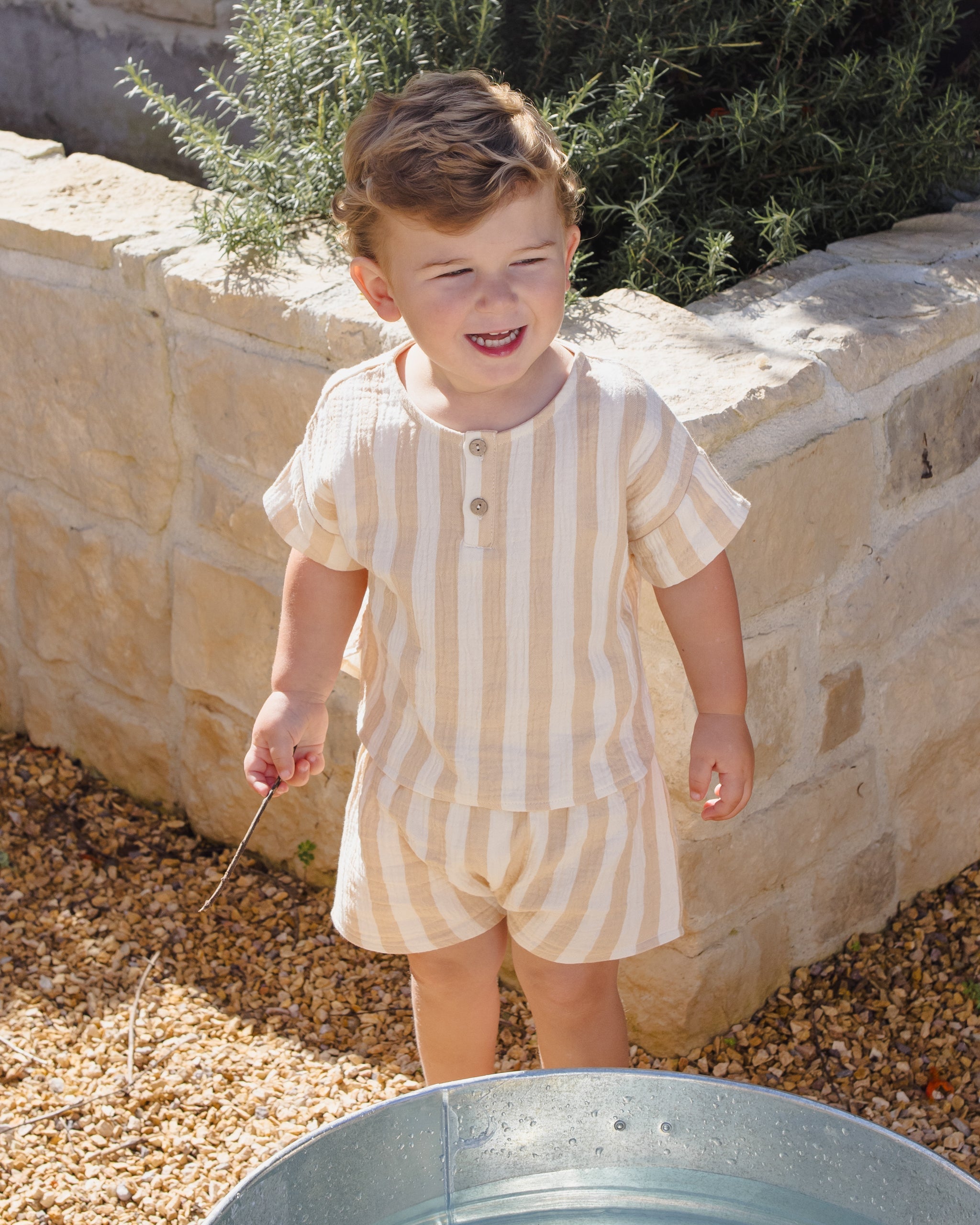 Rylee + Cru Woven Boxy Top + Short Set Summer Stripe 0-3M