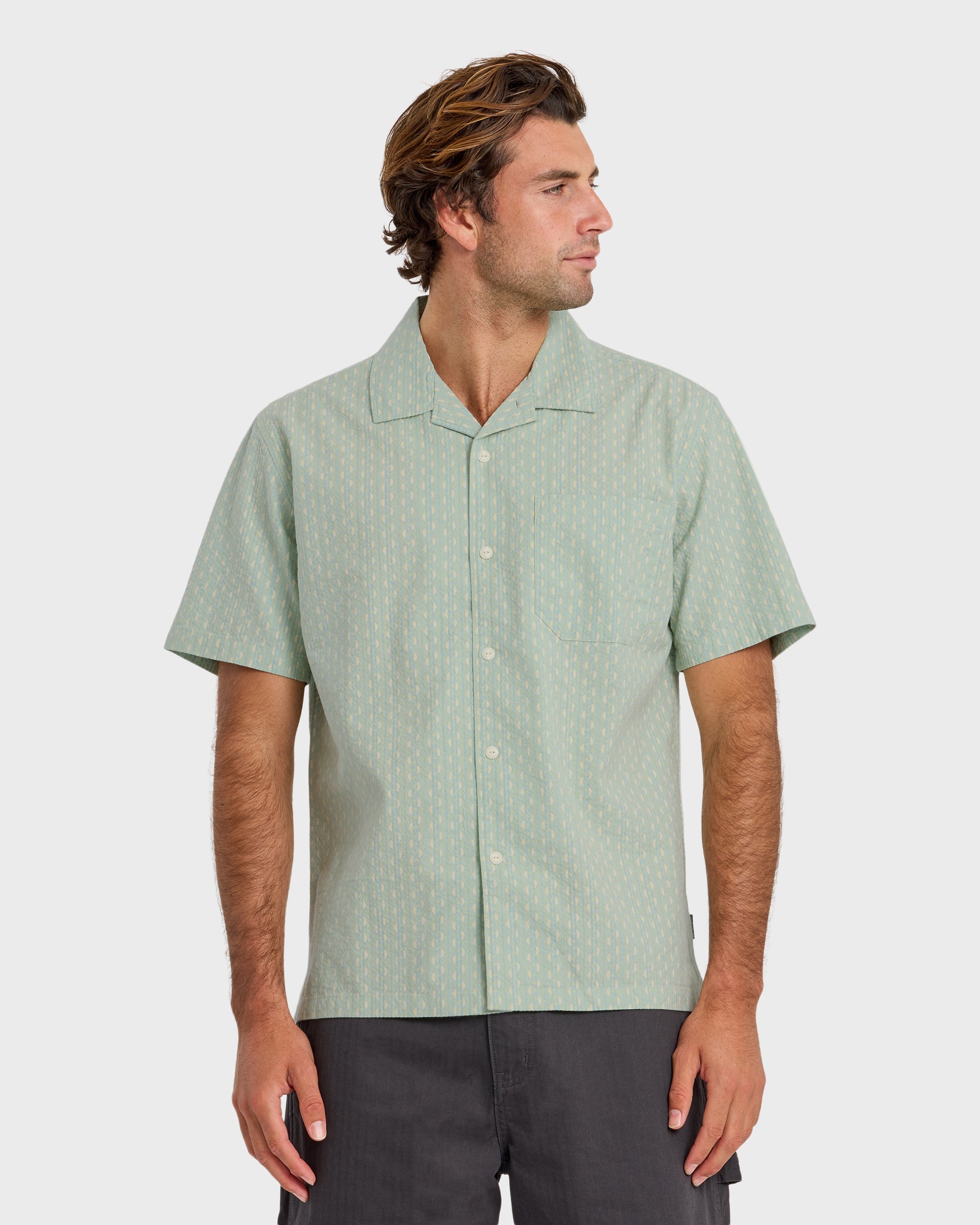Quiksilver HORIZONS CASUAL SS / BLUE HAZE / OPENSTOCK ALPHA MEN Shirt Blue Haze M