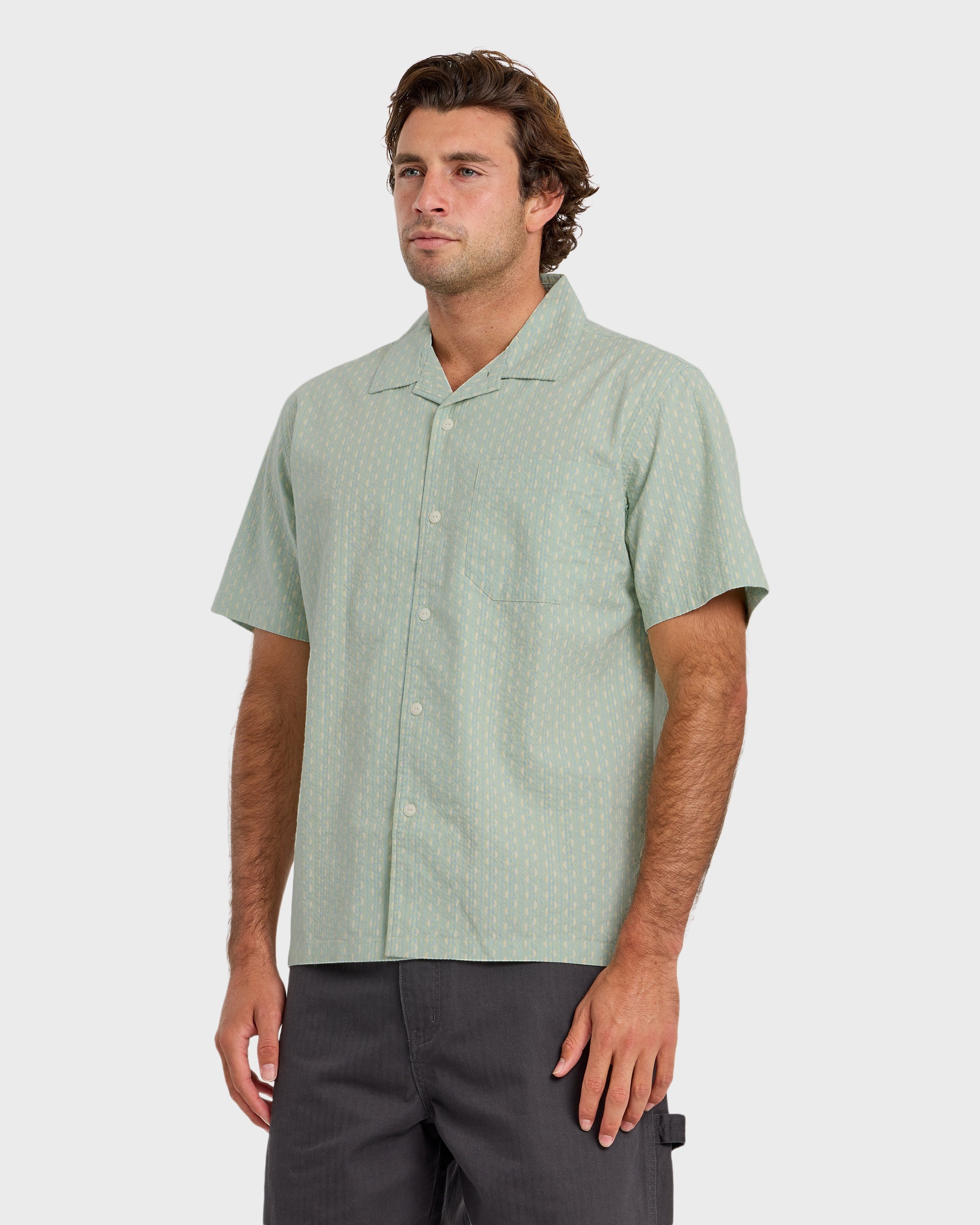 Quiksilver HORIZONS CASUAL SS / BLUE HAZE / OPENSTOCK ALPHA MEN Shirt Blue Haze S