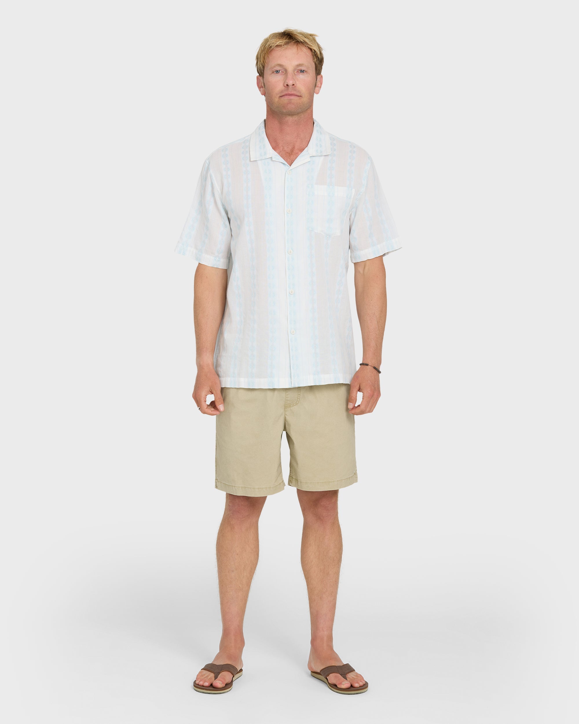 Quiksilver BISHOP JACQUARD CAMP SS MEN'S Shirt SKYWAY M