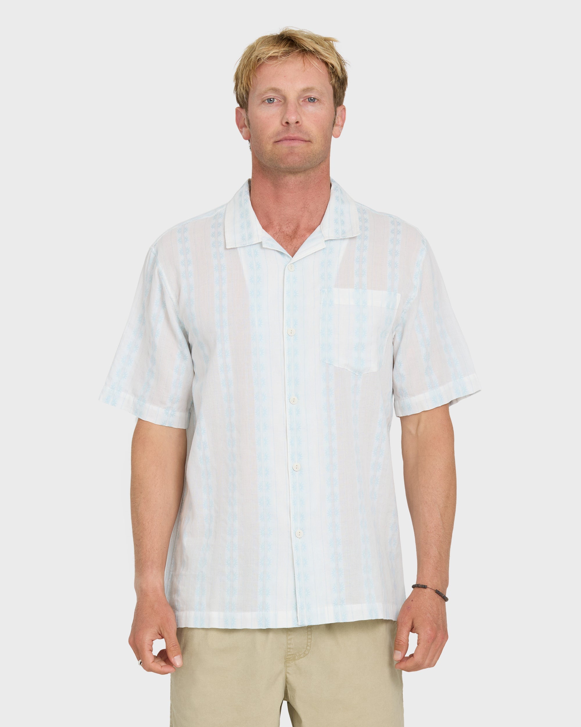 Quiksilver BISHOP JACQUARD CAMP SS MEN'S Shirt SKYWAY XL