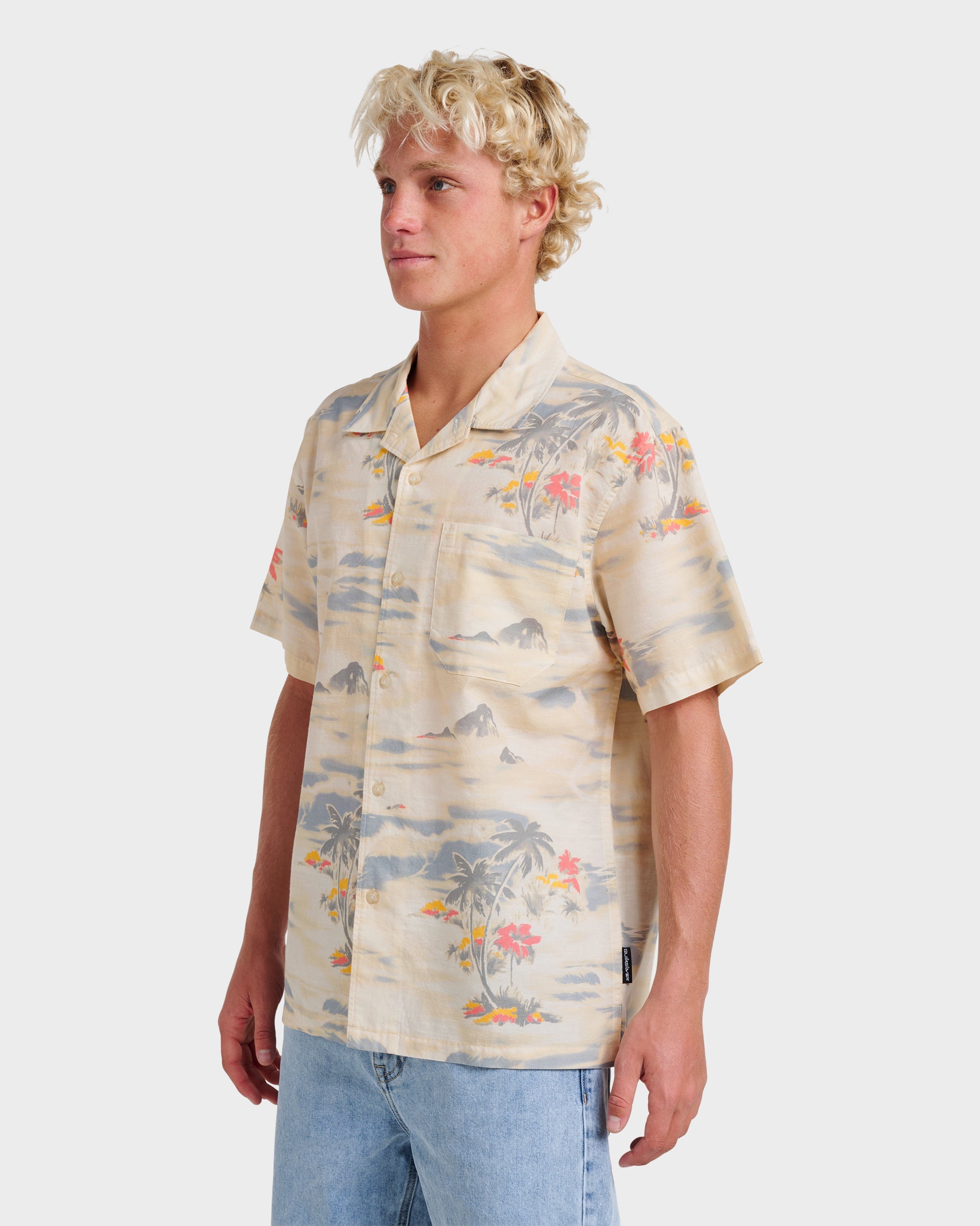 QUIKSILVER TROPICAL SURF CASUAL SS BIR-BIRCH XL