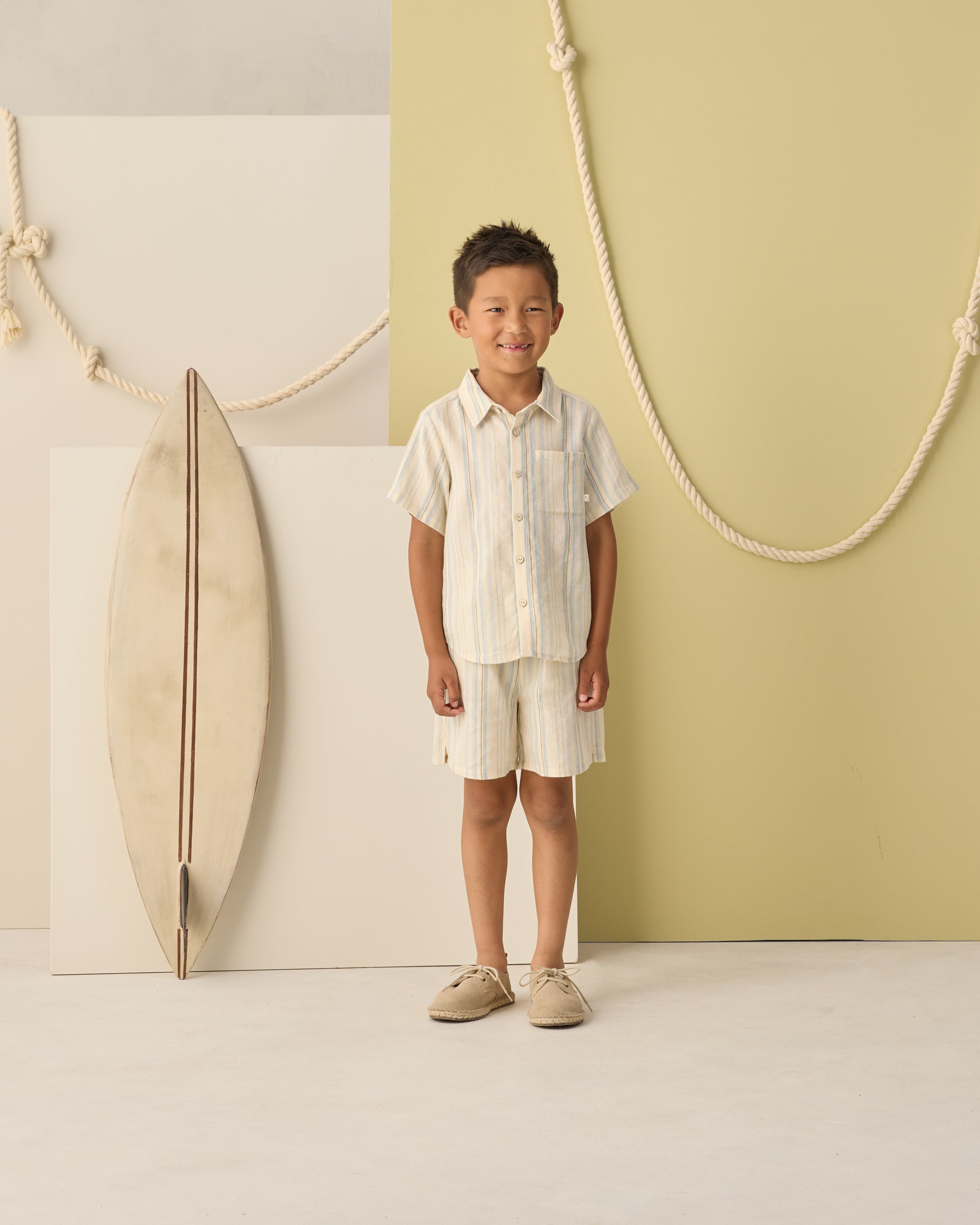 Rylee + Cru Collared Short Sleeve Shirt || Sea Stripe 6-7Y