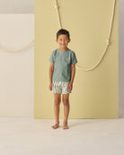 Rylee + Cru Swim Trunk || Green Stripe 6-12M