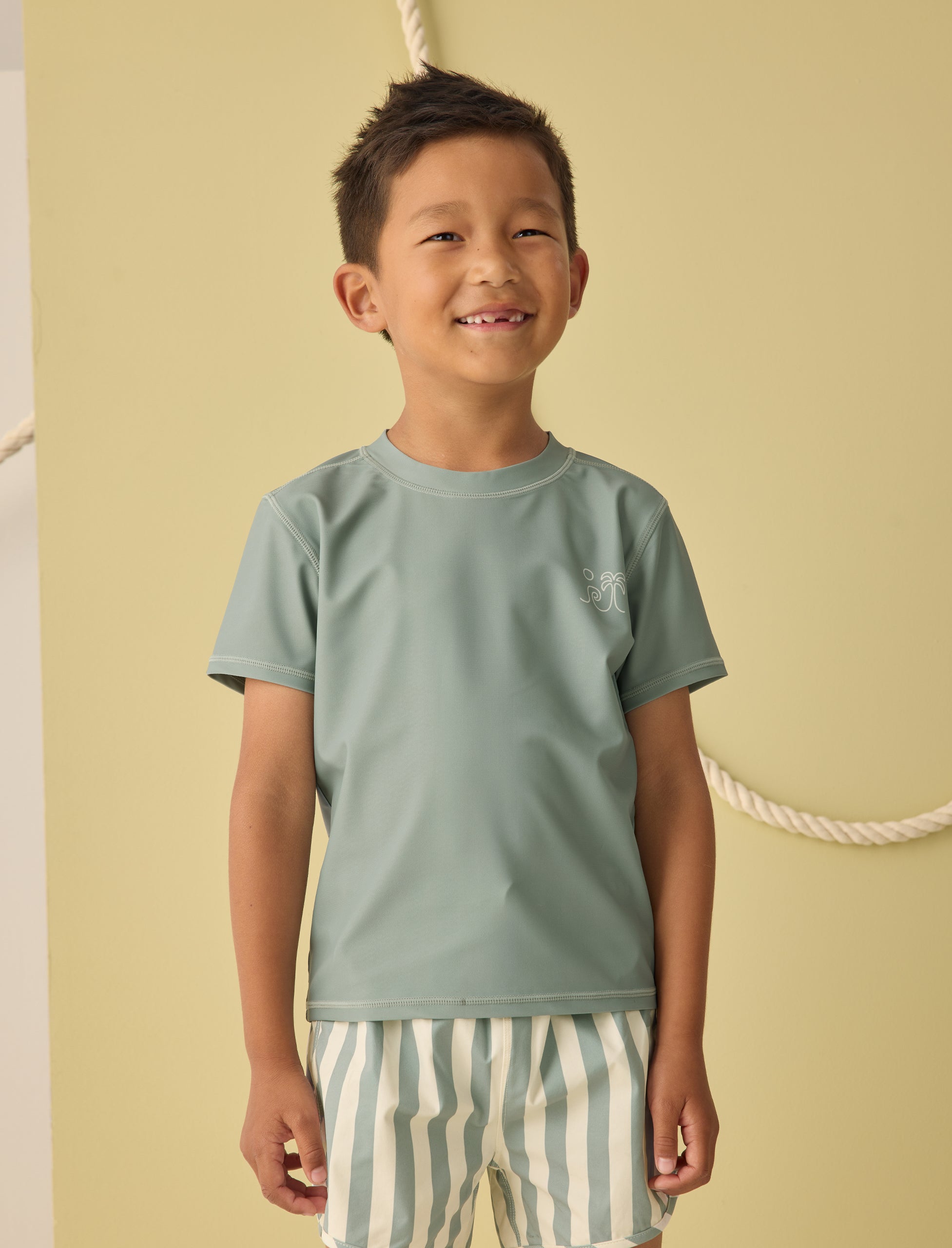 Rylee + Cru Swim Trunk || Green Stripe 18-24M