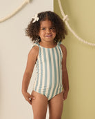 Rylee + Cru Scrunch One-Piece || Green Stripe 3-6M