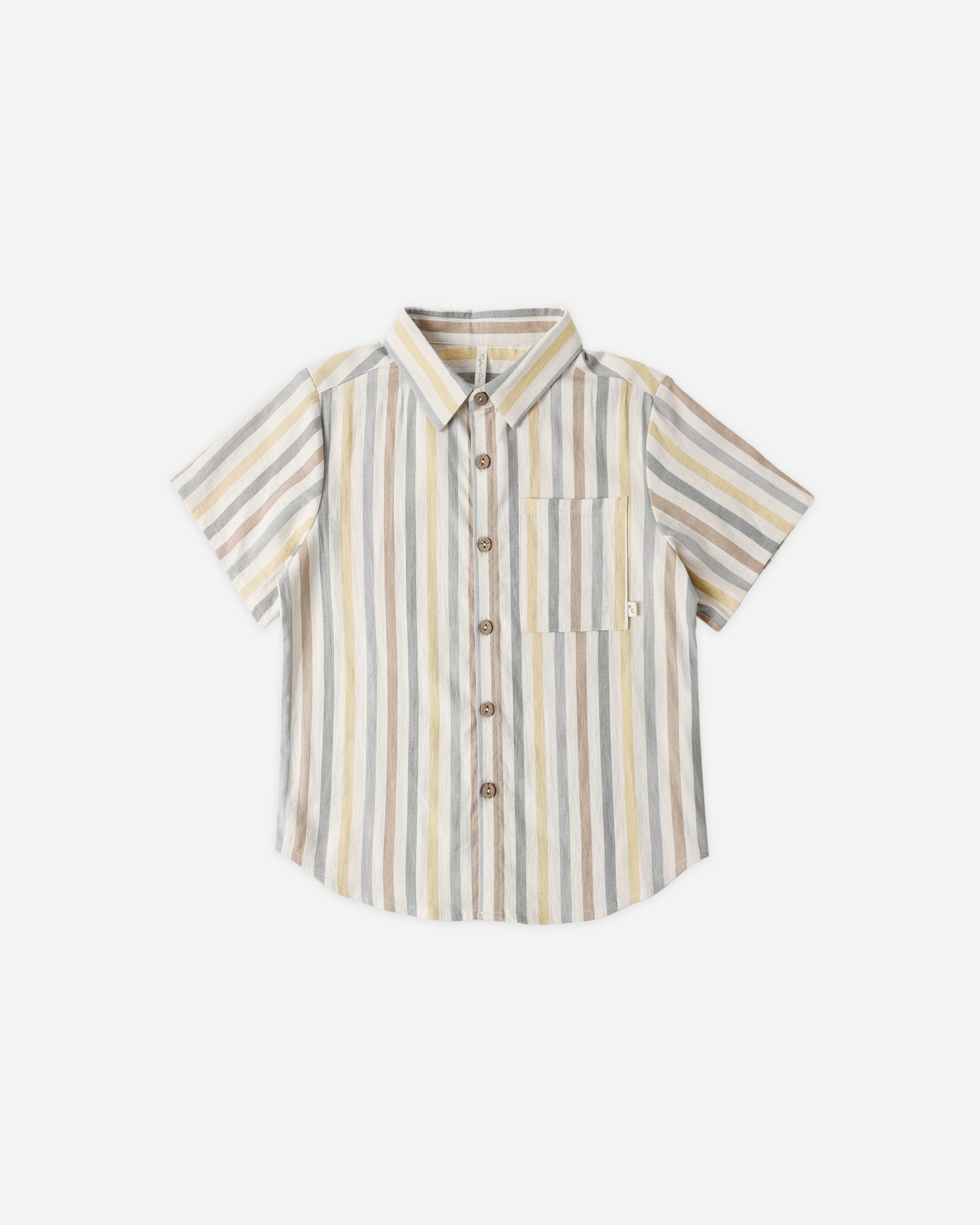Rylee + Cru Collared Short Sleeve Shirt || Valencia Stripe 18-24M