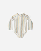 Rylee + Cru Delphine Rashguard One-Piece || Valencia Stripe 18-24M