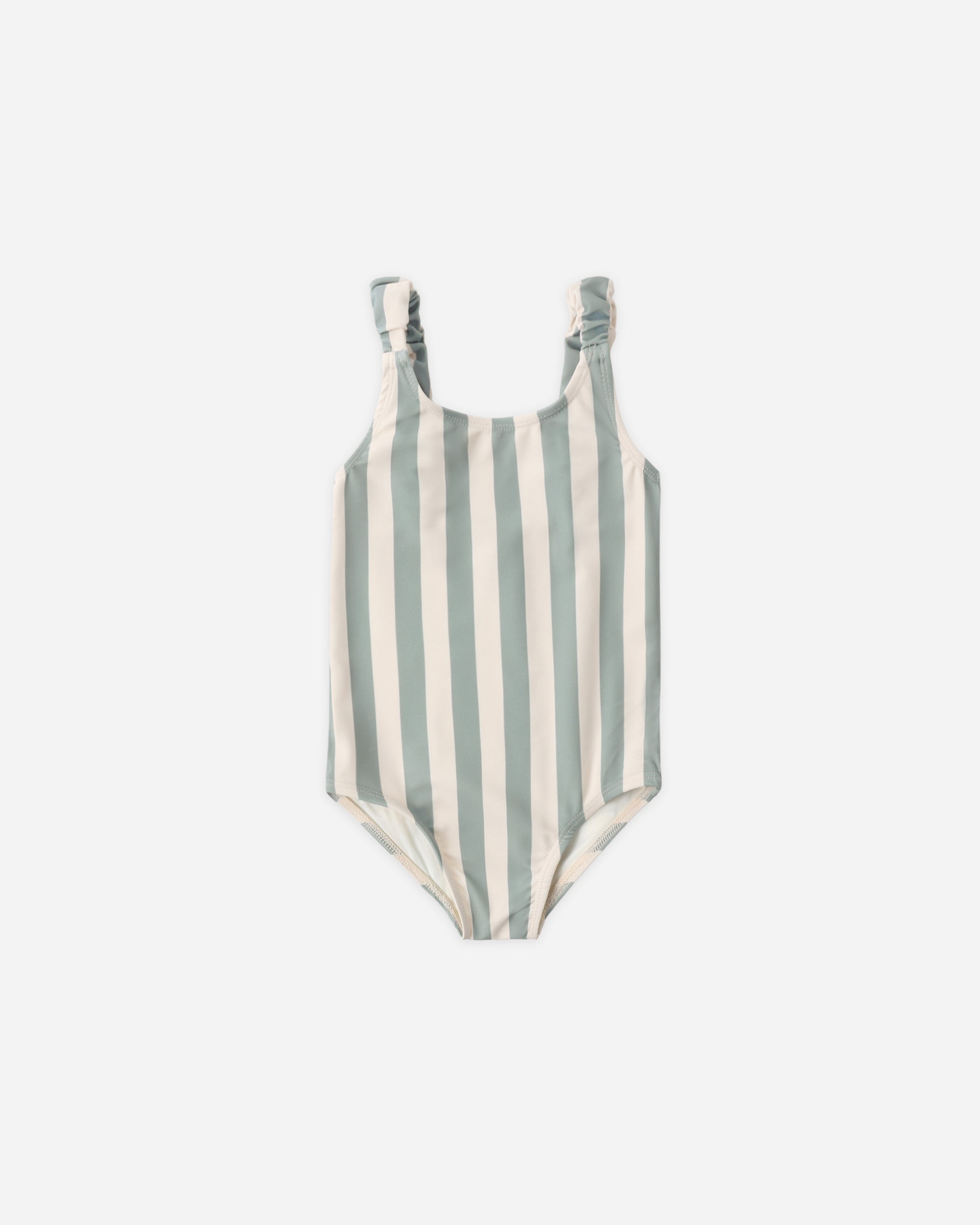 Rylee + Cru Scrunch One-Piece || Green Stripe 2-3Y