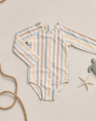 Rylee + Cru Delphine Rashguard One-Piece || Valencia Stripe 18-24M
