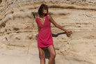 Rhythm Sunny Days Linen Mini Dress Wine 1XS
