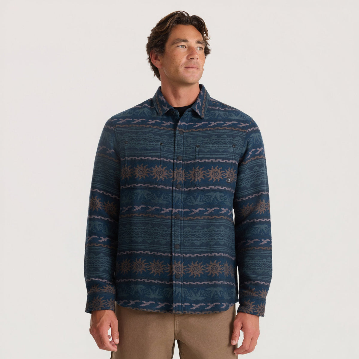 Roark Journey Jacquard Flannel Shirt Navy M