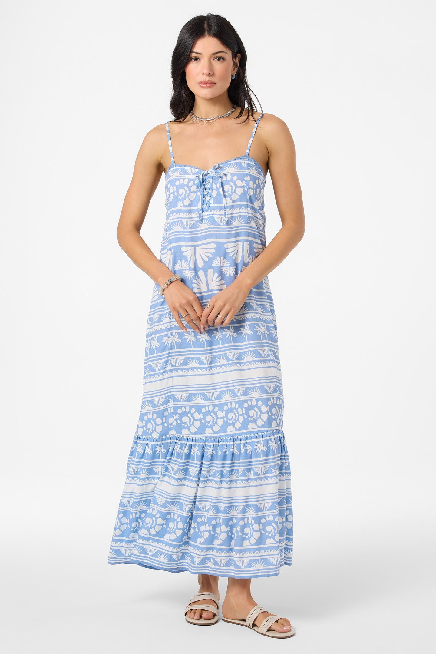 O'NEILL TASMIN ABSTRACT MIDI DRESS AZR M