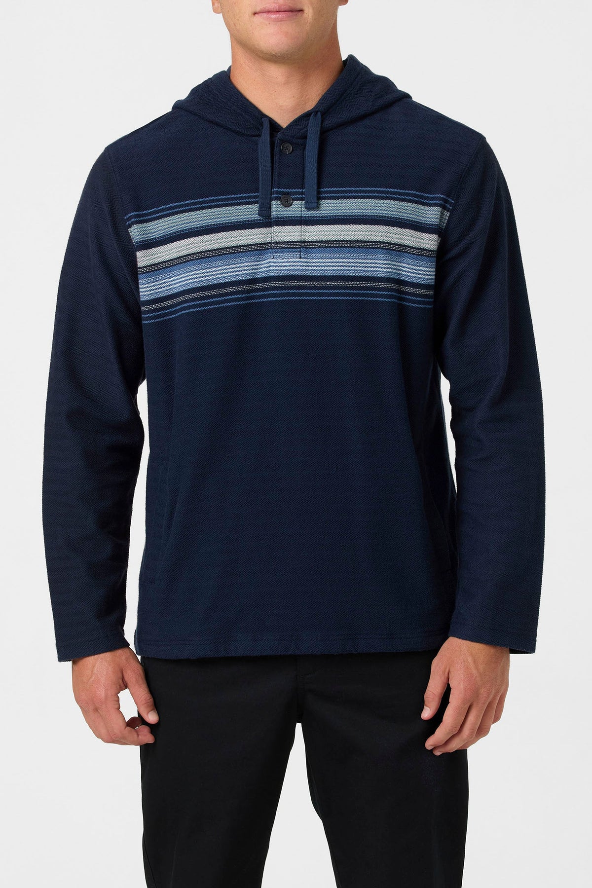 O'Neill Bavaro Block Striped Poncho Fleece NVY M