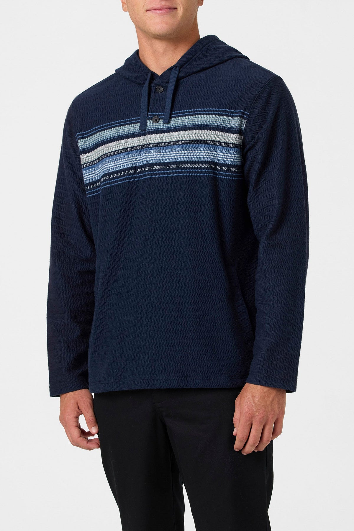 O'Neill Bavaro Block Striped Poncho Fleece NVY L
