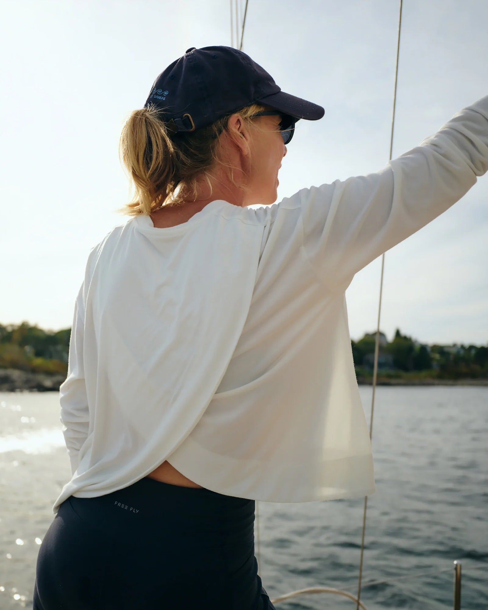 Free Fly Bamboo Shade Crossover Long Sleeve Pacific Blue XS