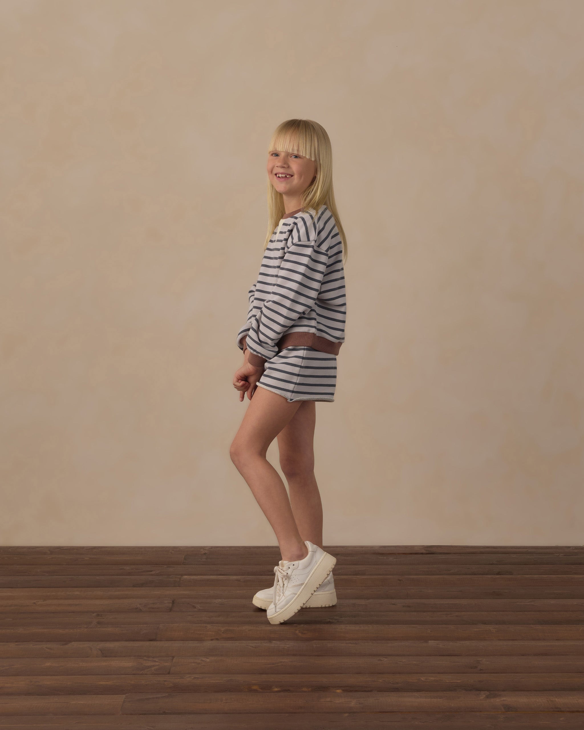 Rylee and Cru Sweat Short Midnight Stripe 4-5Y
