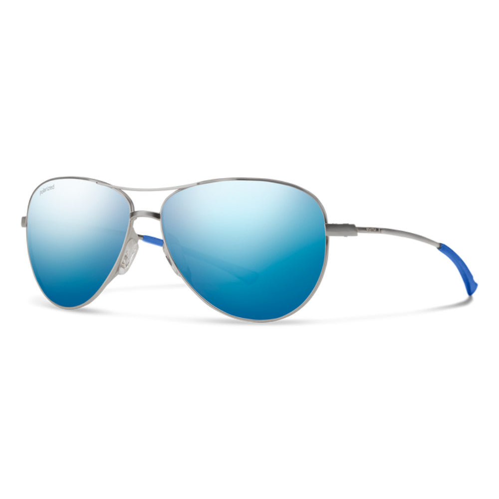 Smith Langley Polarized Sunglasses Matte Ruthenium Blue Mirror Aviator