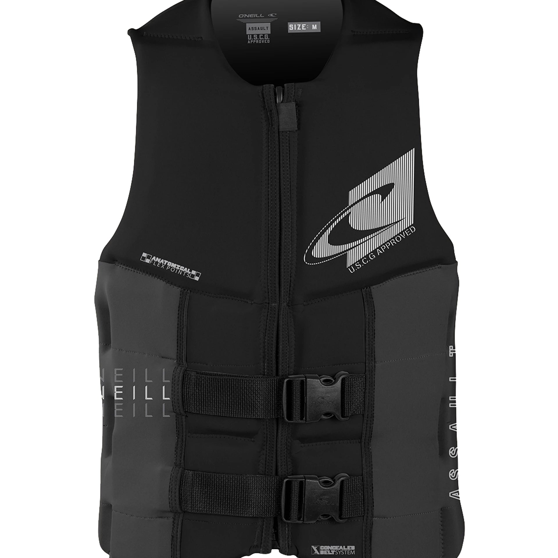 O Neill Assault FZ USCG Life Vest A00-Black-Black M
