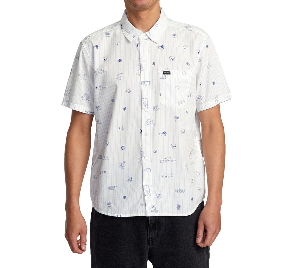 RVCA College Ruled SS Woven ANW L