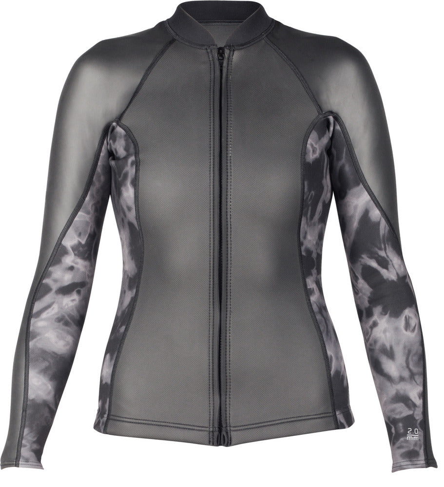 Xcel Gayl SharkSkin 2/1mm L/S Front Zip Womens Wetsuit Jacket Black-Camo Grey 6