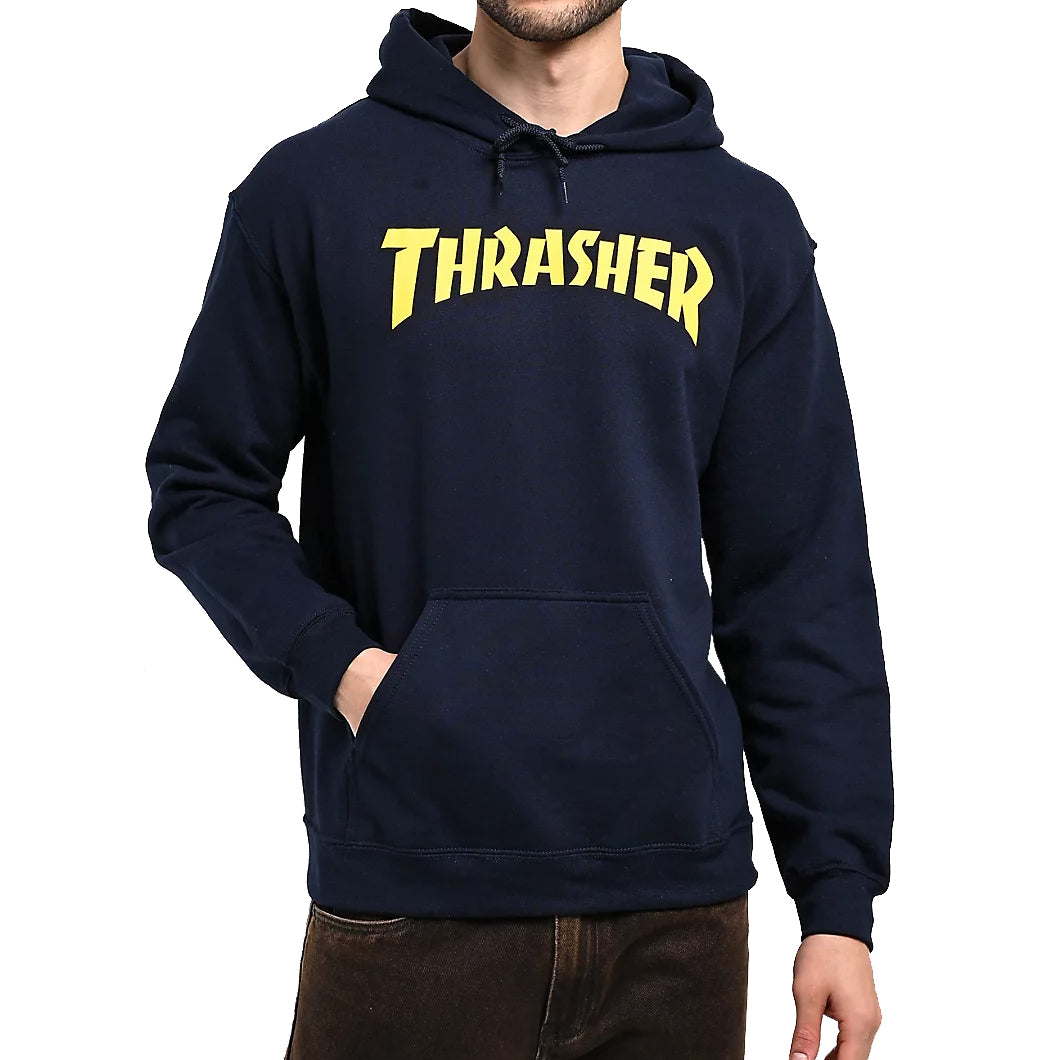 Thrasher Mens Cover Logo Hoodie Navy S