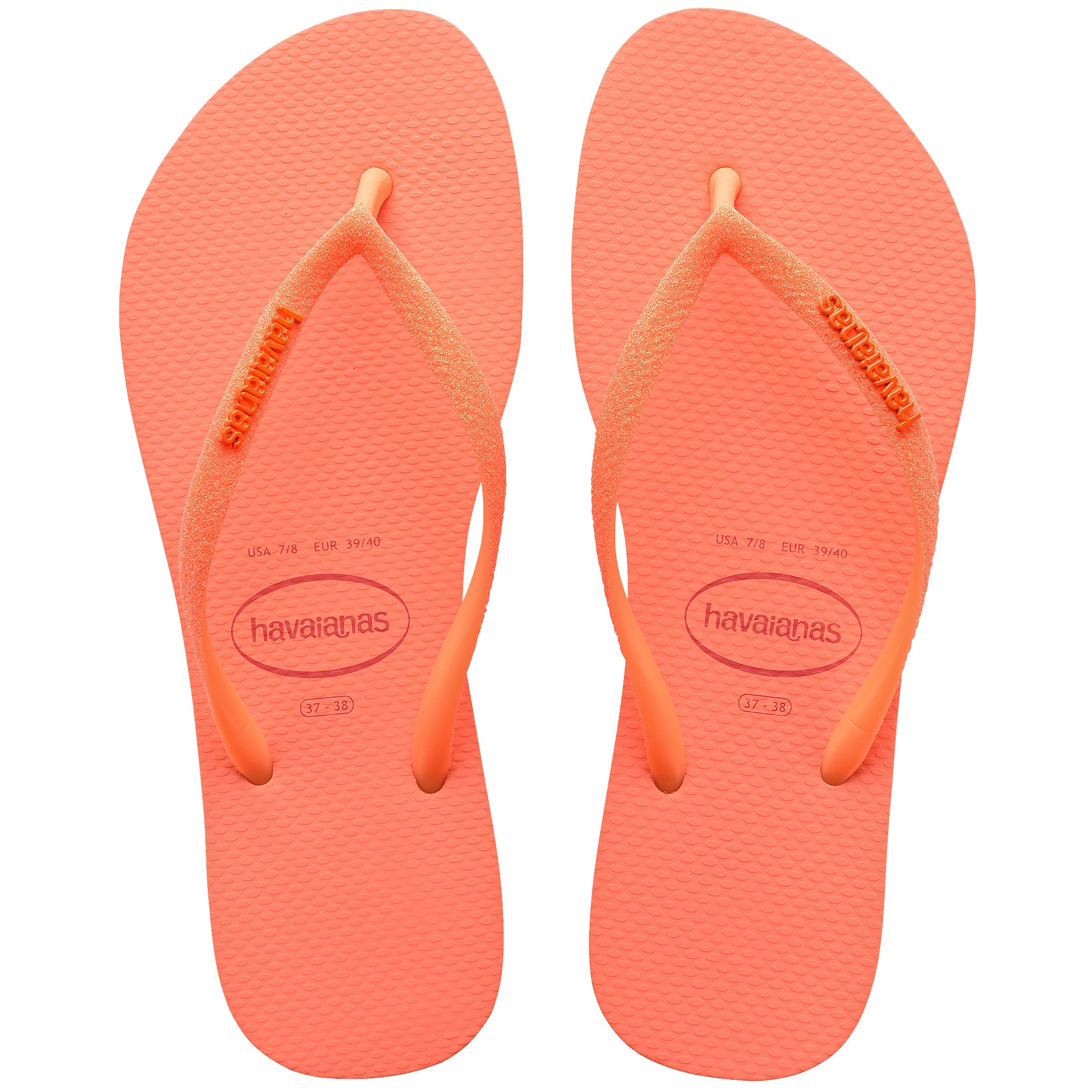 Havaianas Slim Glitter Neon Womens Sandal 4755-Coral Spark 9