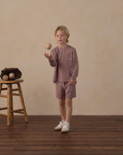 Rylee and Cru Long Sleeve Pocket Tee Heathered Mulberry 2-3Y