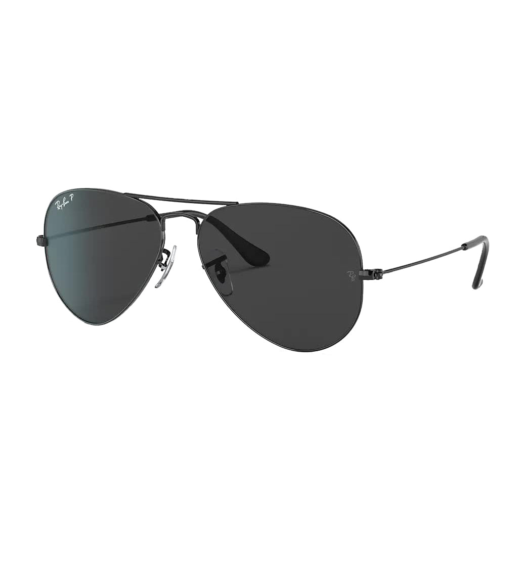 Ray Ban Aviator Large Metal Polarized Sunglasses Black Black Aviator