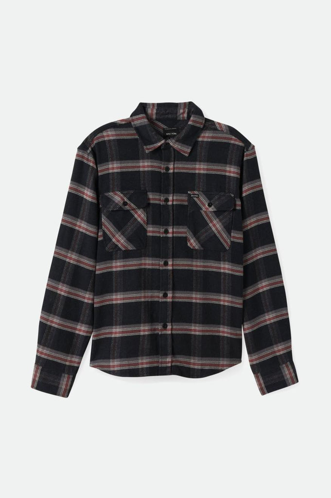 Bowery Stretch Water Resistant L/S Flannel - Black/Charcoal/Barn Red.