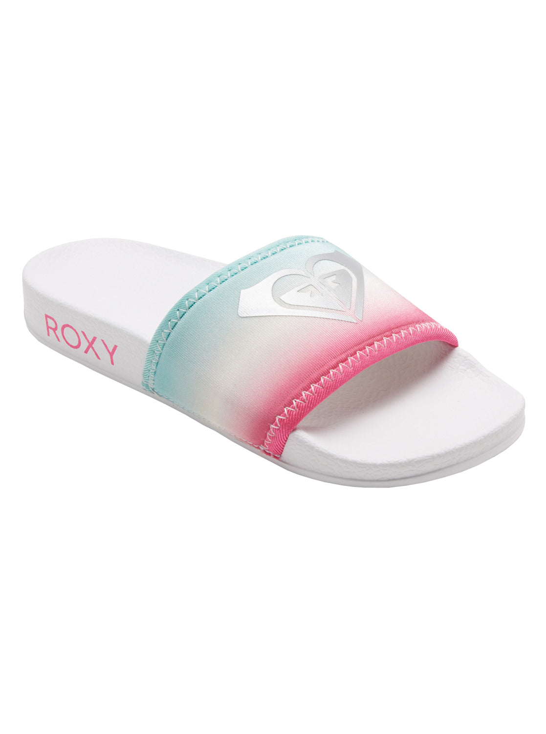 Roxy Slippy Neo Girls Sandal WCQ-White-Crazy Pink-Turquoise 5 Y